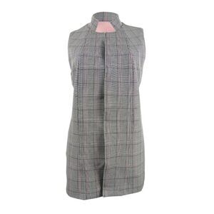 Tahari ASL Women's Petite Long Plaid Vest - Pink Multi Plaid